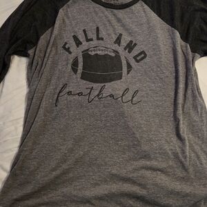 Gray Fall and Football Raglan Tee